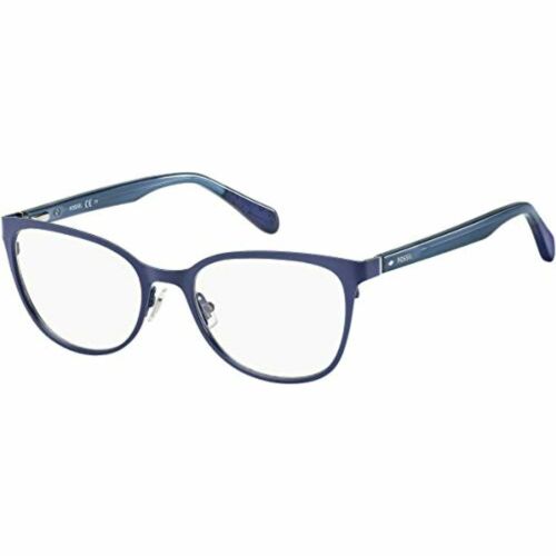 Womens Metalic Frame Eyeglasses Fossil 7053 0FLL Rectangle Matte Blue 53 18 140 - megafashion11Monturas