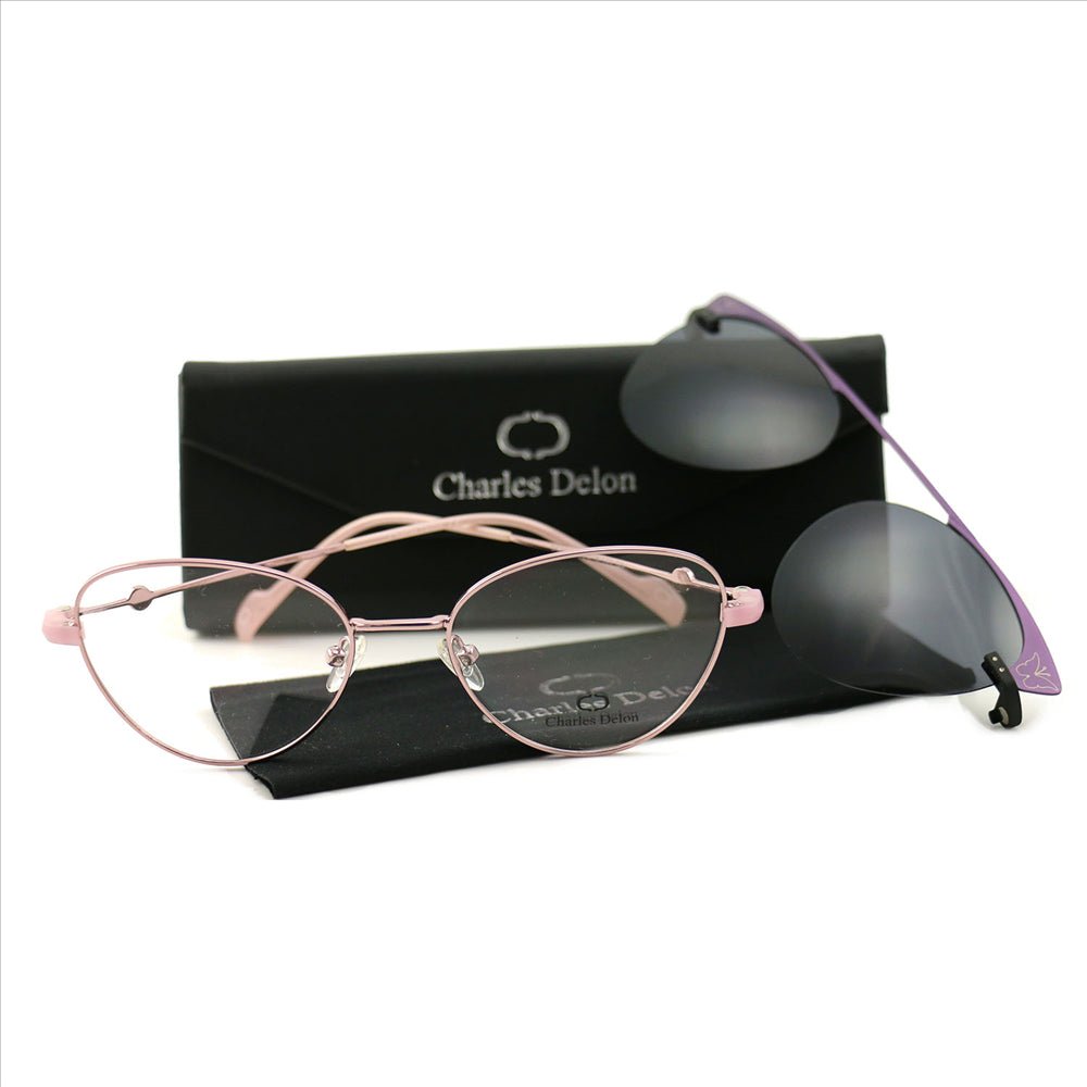 WomensClear Eyeglasses Frames Pink Frames Oval 52 18 140 by Charles Delon Oval - megafashion11Monturas